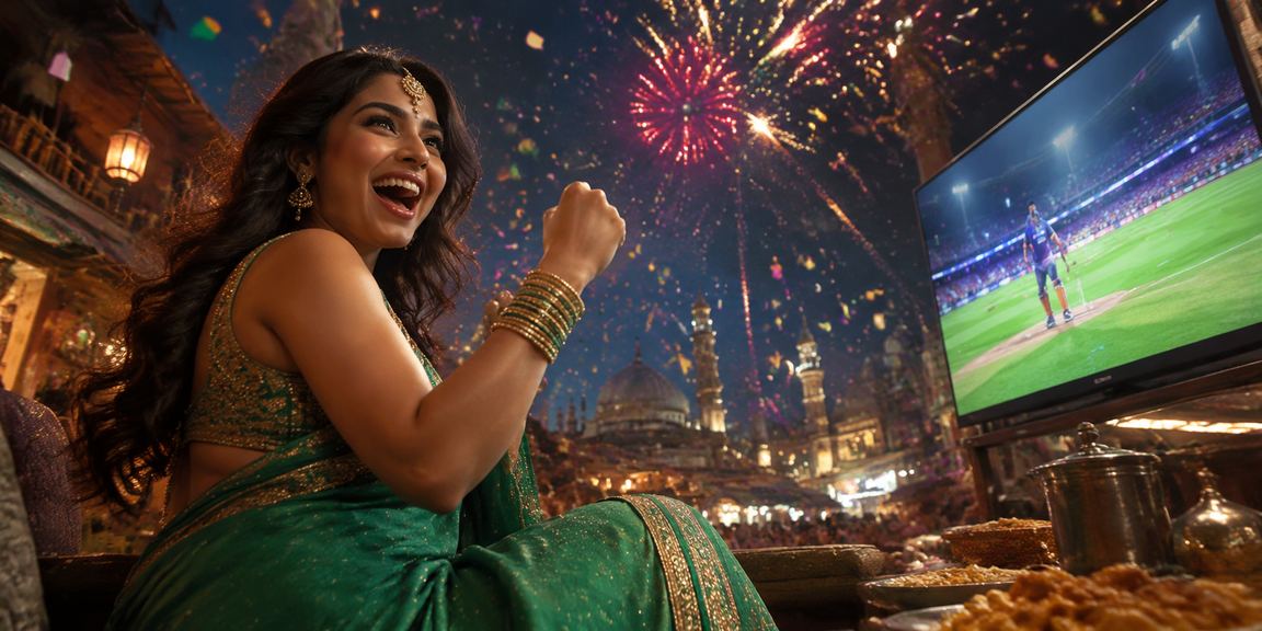 Roulette wheel and Asiatic lady in festive saree