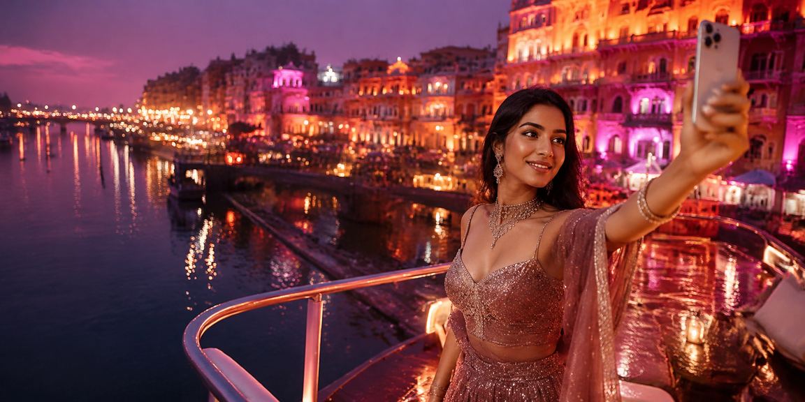 Lottery and mobile betting in Jaipur with neon lights