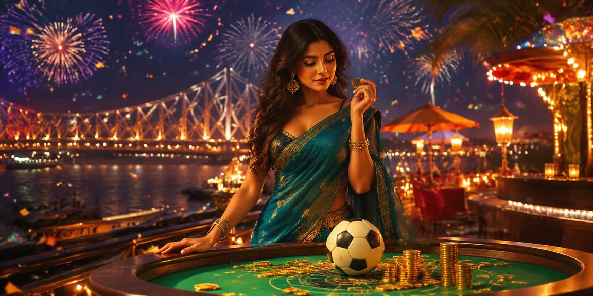 Kolkata football betting scene with players in sarees